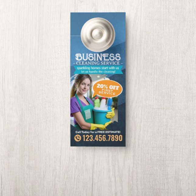 Modern House Cleaning Maid Service Housekeeping Do Door Hanger (On Knob)