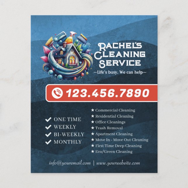 Modern House Cleaning Maid Service Housekeeping Flyer (Front)