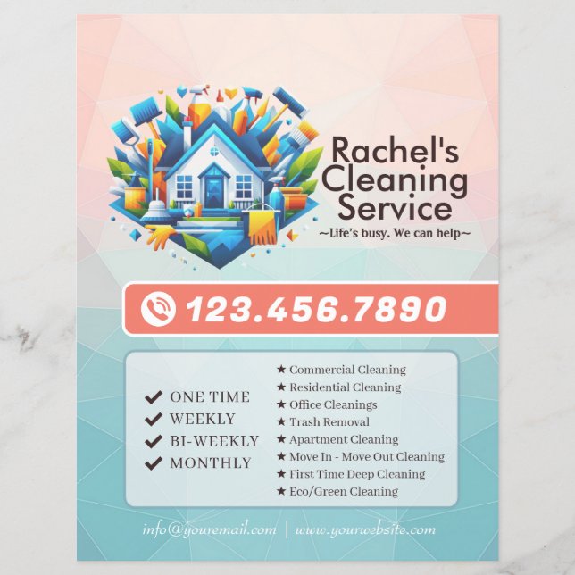 Modern House Cleaning Maid Service Housekeeping Flyer (Front)