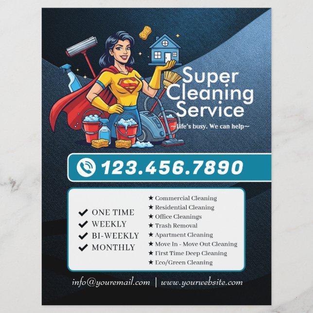 Modern House Cleaning Maid Service Housekeeping Flyer (Front)
