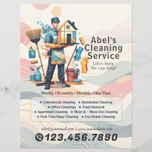 Modern House Cleaning Maid Service Housekeeping Flyer (Front)