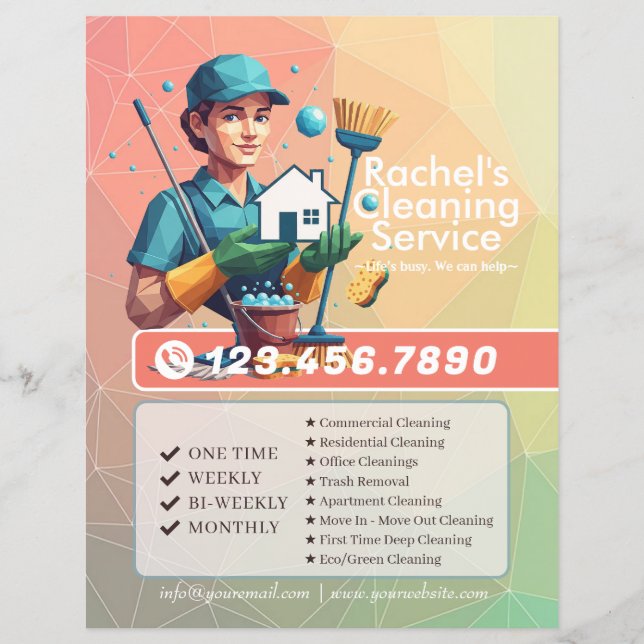 Modern House Cleaning Maid Service Housekeeping Flyer (Front)