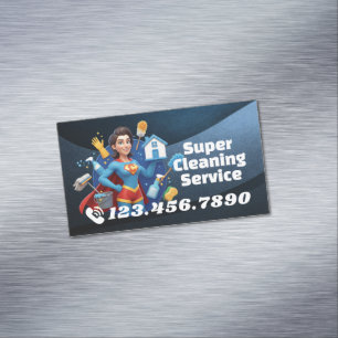Modern House Cleaning Maid Service Housekeeping Magnetic Business Card