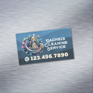 Modern House Cleaning Maid Service Housekeeping Magnetic Business Card