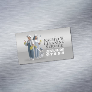 Modern House Cleaning Maid Service Housekeeping Magnetic Business Card