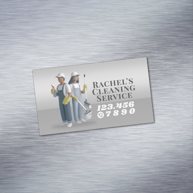 Modern House Cleaning Maid Service Housekeeping Magnetic Business Card (In Situ)