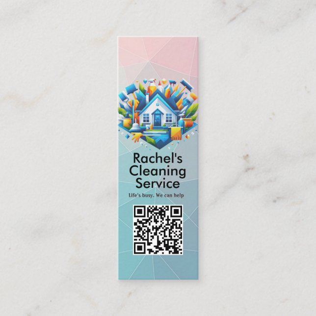 Modern House Cleaning Maid Service Housekeeping Mini Business Card (Front)