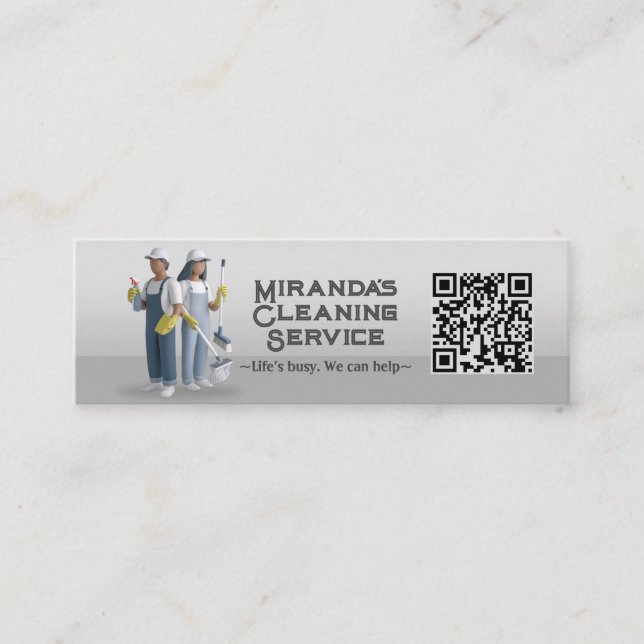 Modern House Cleaning Maid Service Housekeeping Mini Business Card (Front)