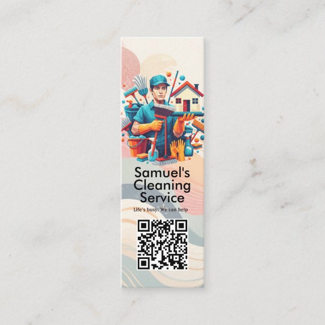 Modern House Cleaning Maid Service Housekeeping Mini Business Card (Front)