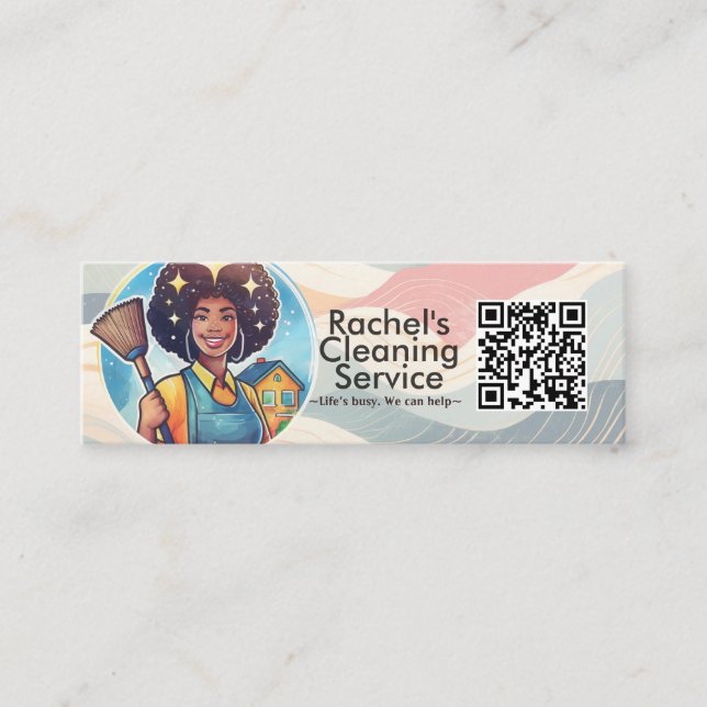 Modern House Cleaning Maid Service Housekeeping Mini Business Card (Front)