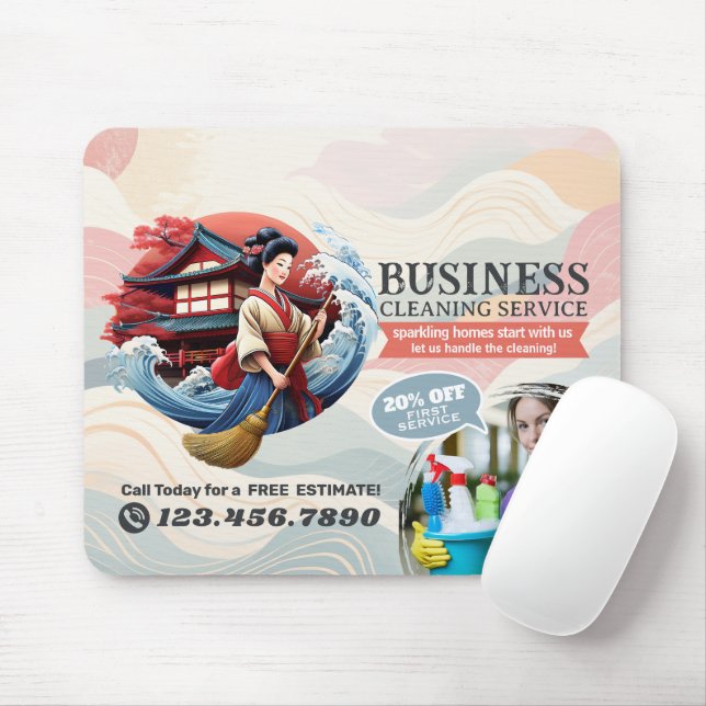 Modern House Cleaning Maid Service Housekeeping Mouse Pad (With Mouse)