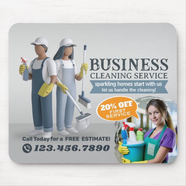 Modern House Cleaning Maid Service Housekeeping Mouse Pad (Front)