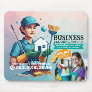 Modern House Cleaning Maid Service Housekeeping Mouse Pad