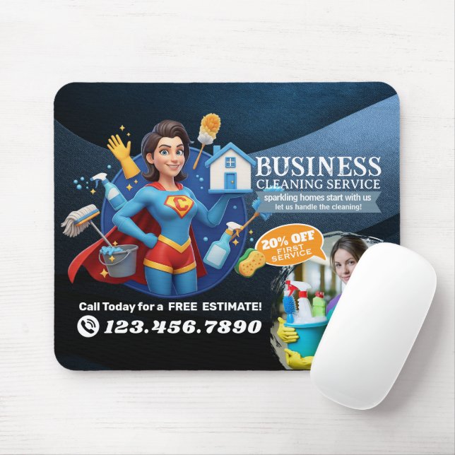 Modern House Cleaning Maid Service Housekeeping Mouse Pad (With Mouse)