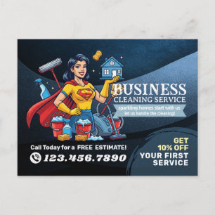 Modern House Cleaning Maid Service Housekeeping Postcard