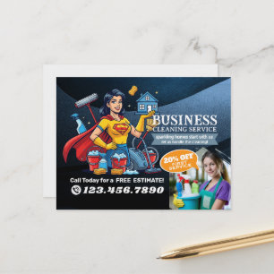 Modern House Cleaning Maid Service Housekeeping Postcard