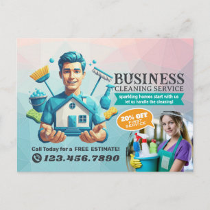 Modern House Cleaning Maid Service Housekeeping Postcard