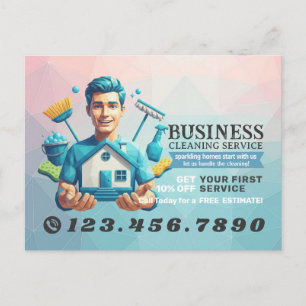Modern House Cleaning Maid Service Housekeeping Postcard