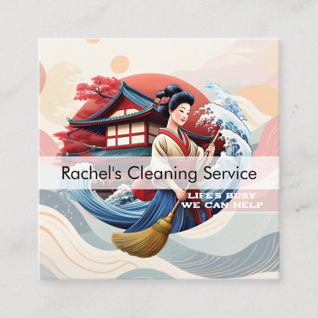 Modern House Cleaning Maid Service Housekeeping Square Business Card (Front)