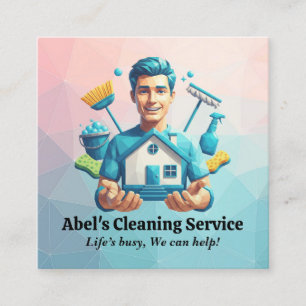 Modern House Cleaning Maid Service Housekeeping Square Business Card