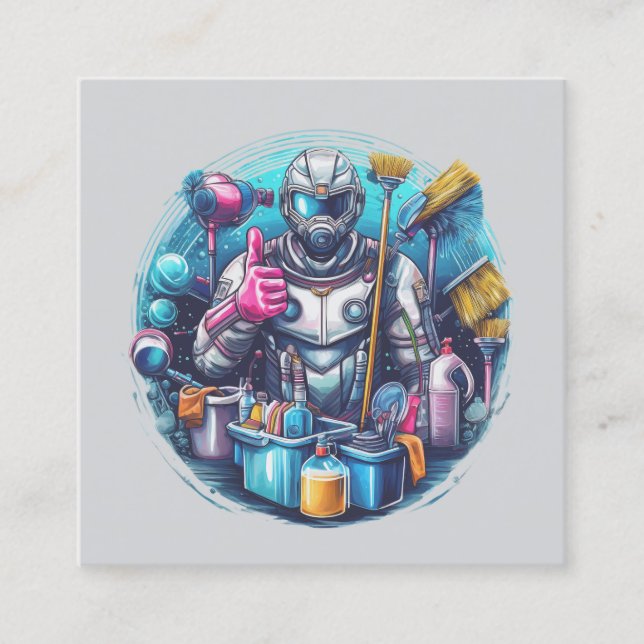 Modern House Cleaning Maid Service Housekeeping Square Business Card (Front)