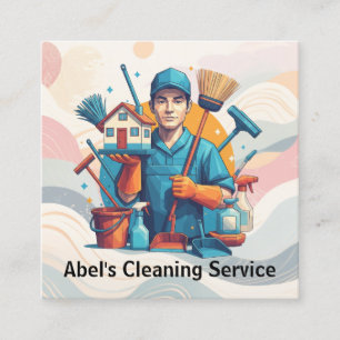 Modern House Cleaning Maid Service Housekeeping Square Business Card