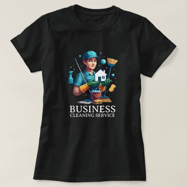Modern House Cleaning Maid Service Housekeeping T-Shirt (Design Front)