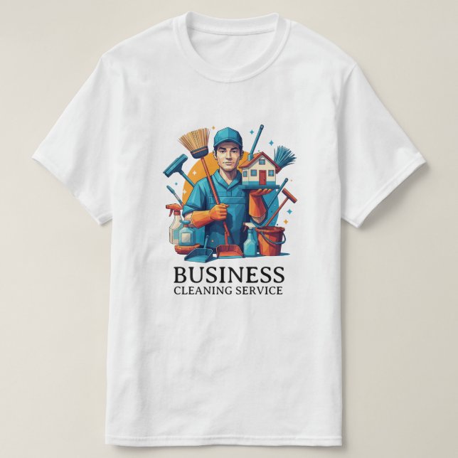 Modern House Cleaning Maid Service Housekeeping T-Shirt (Design Front)