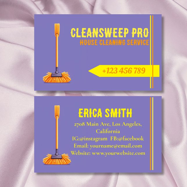 Modern House Cleaning Maid Service Logo Business Card (Creator Uploaded)