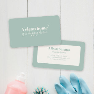Modern House Cleaning Service Dusty Green Maid Business Card