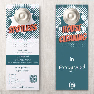 Modern House Cleaning Service Promotional Custom  Door Hanger