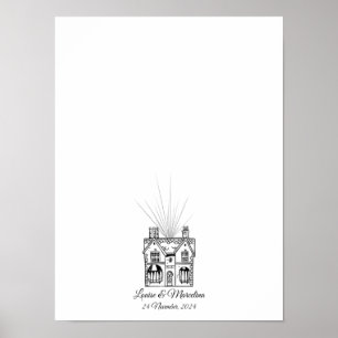 Modern House Fingerprint Wedding Guest Book