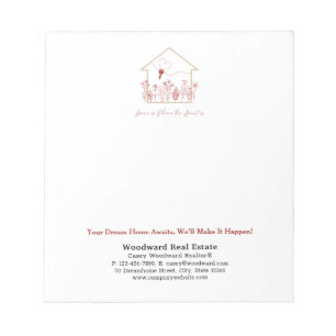 Modern House Key Line Art   Realtor Personalised  Notepad