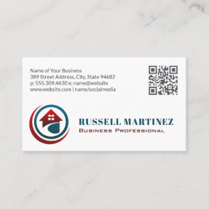Modern House Logo Real Estate QR Code Business Card