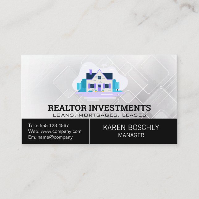 Modern House | Mortgage House Real Estate Business Card (Front)
