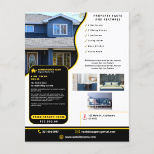 Modern House Selling Customised Black & Yellow Flyer