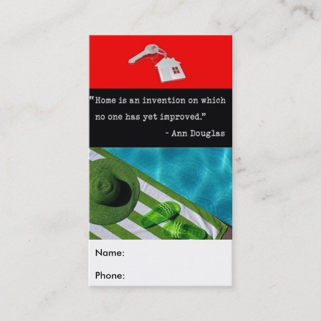 Modern House with Pool Real Estate Business Card (Front)