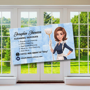 Modern Housekeeper Cleaning Service Business Card