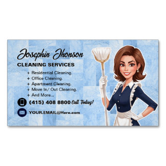 Modern Housekeeper Cleaning Service Magnetic Business Card