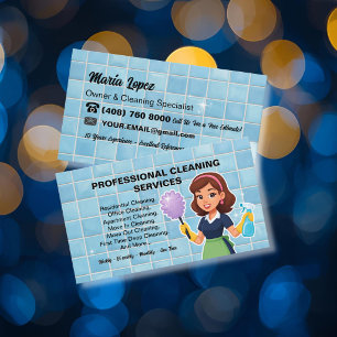 Modern Housekeeper House Cleaning Service Business Card