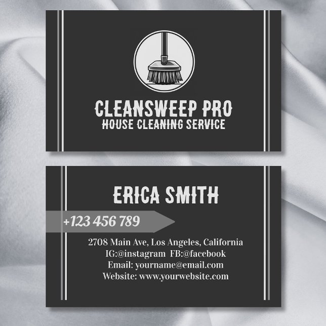 Modern Housekeeping Cleaner Maid Service Logo Business Card (Creator Uploaded)