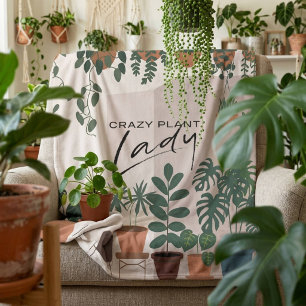 Modern Houseplant Plant Lover Fleece Blanket