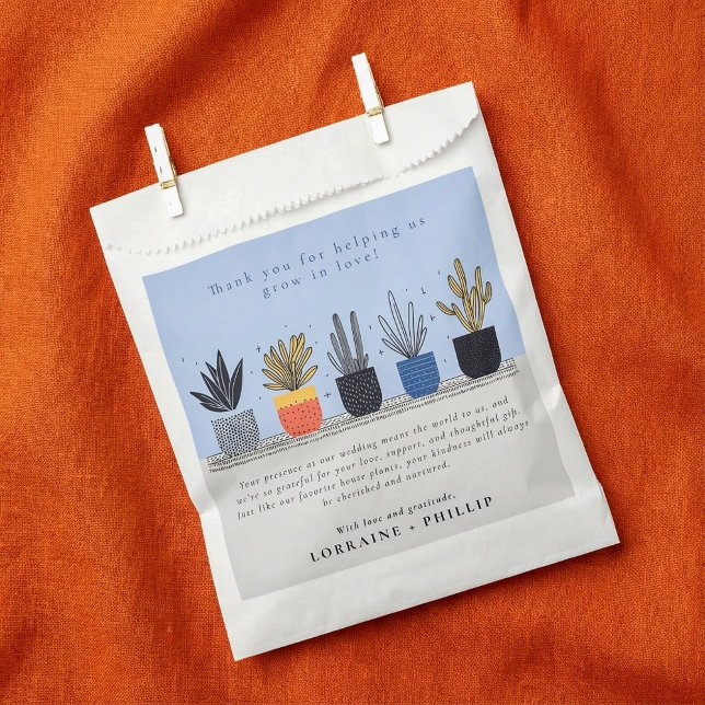 Modern Houseplant Thank You Wedding Favour Bag (Modern Houseplant Thank You Wedding Favor Bag.)