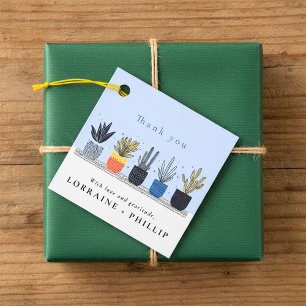 Modern Houseplant Thank You Wedding Favour Bag Tags