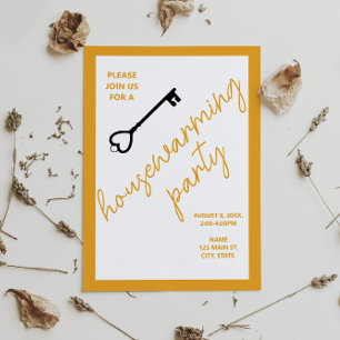 Modern Housewarming Party Invitation Retro Gold