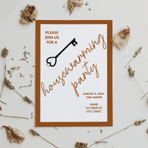 Modern Housewarming Party Invite Burnt Orange