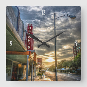 Modern Houston Heights Texas 19th Street Sunrise Square Wall Clock