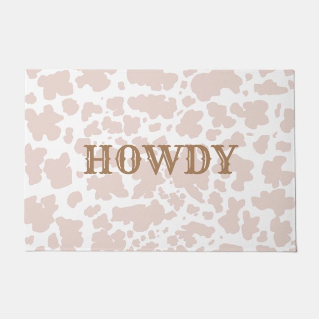 Modern Howdy Beige Cow Skin Pattern  Doormat (Front)