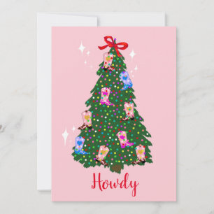Modern Howdy Cowgirl Western Boots Christmas  Invitation