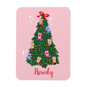 Modern Howdy Cowgirl Western Boots Christmas Magnet